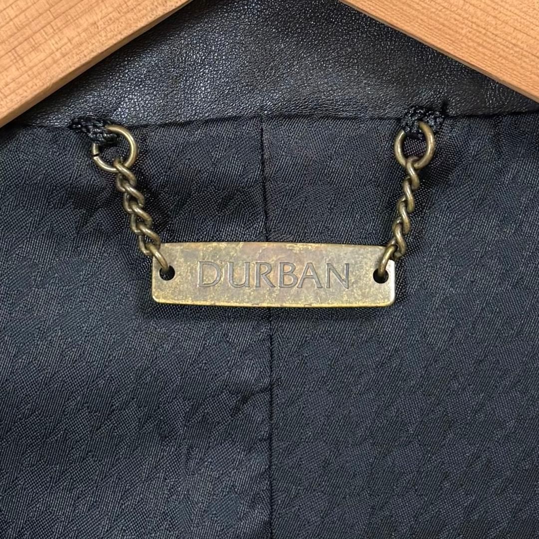 美品】 DURBAN レザーテーラードジャケット 羊革 LL ブラック 無地