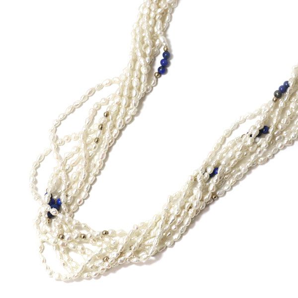 k14 本真珠 パール ラピスラズリ ネックレス フラワー 真珠 585 14金 田崎真珠 K14PG 淡水 真珠 ラピスラズリ アコヤパール ネックレス 8連