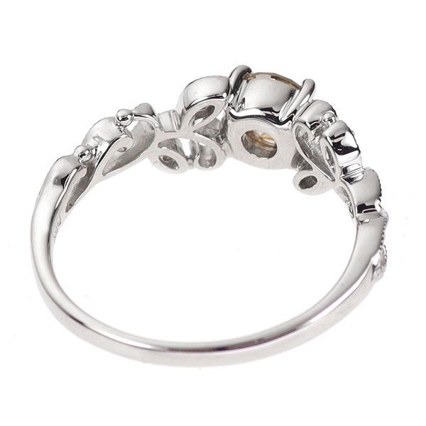 Pt900 ダイヤモンド 天然ピンク/トリートイエローダイヤ リング 0.59ct