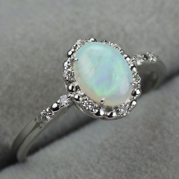 Pt900 オパール ダイヤモンド リング 0.71ct D0.10ct - メルカリ