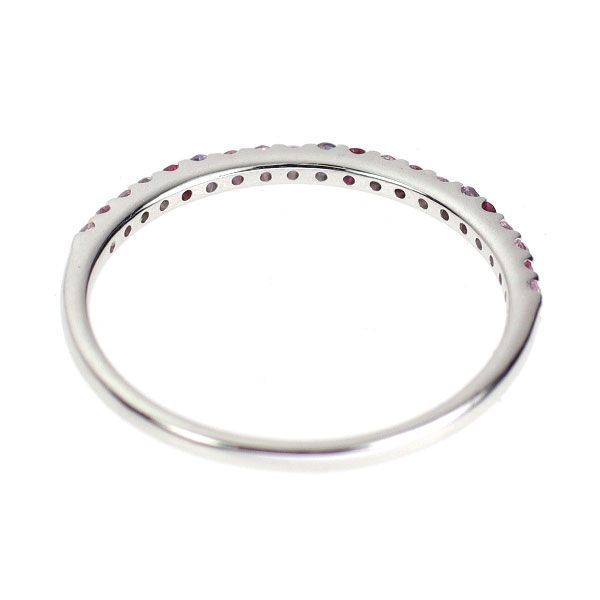 K 18 WG ルビー ピンクサファイア リング R PS 0.20 ct ハーフエタニティ