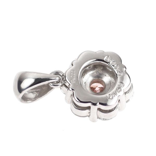 Pt 900 天然ピンク レス ダイヤモンド ペンダントトップ 0.149 ct FLP I 2 D 0.640 フラワー