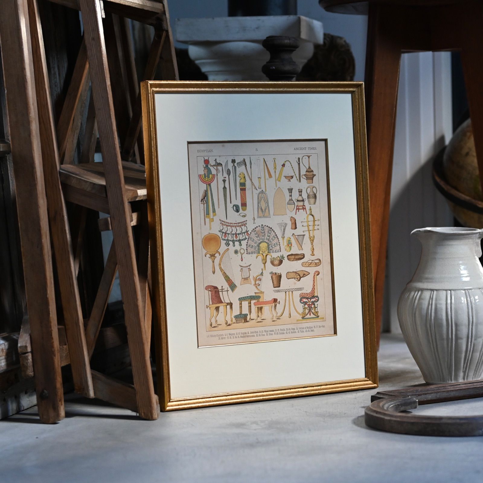 ヴィンテージフレーム「ANCIENT TIMES」古い印刷物とイギリスの額縁の