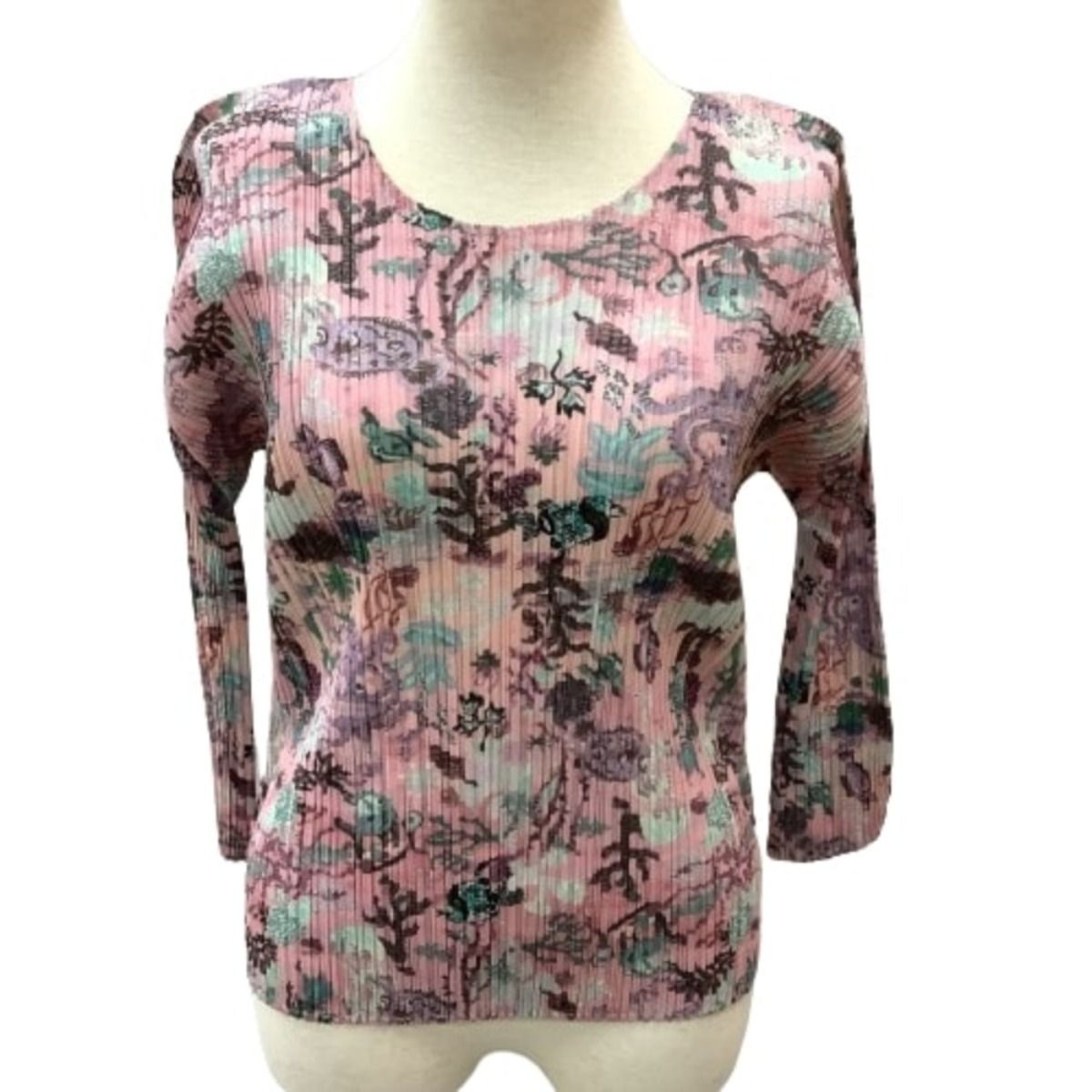 ISSEY MIYAKE イッセイミヤケ PLEATS PLEASE カットソー 海の生き物 Natalie Leteコラボ ピンク