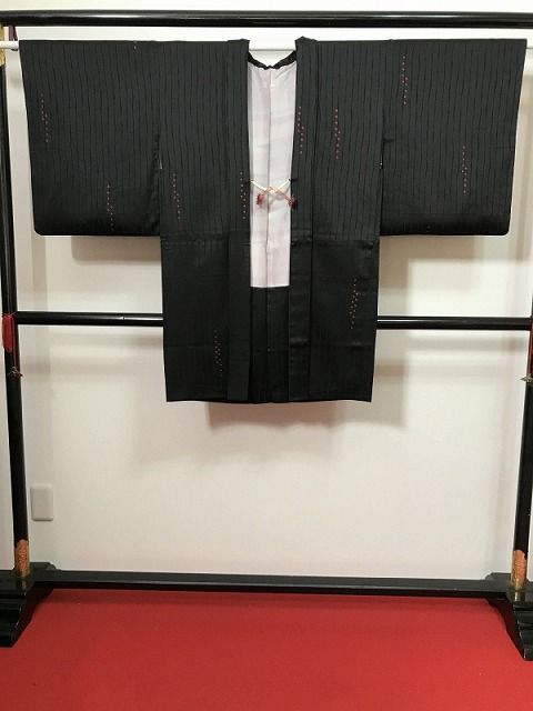 Lサイズ 羽織 正絹黒地に鹿の子模様