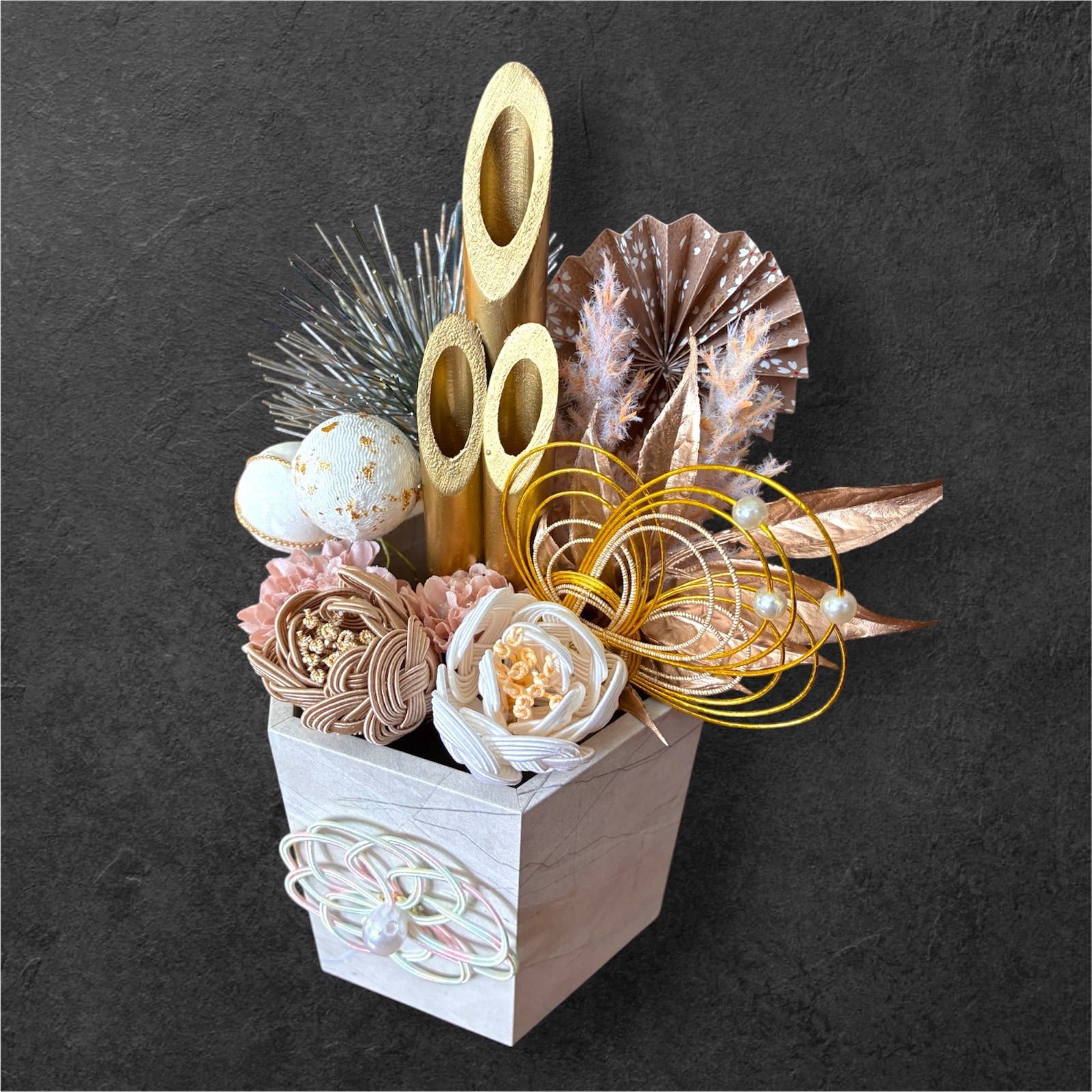 正月飾り】くすみカラー 門松 水引 お正月飾り 玄関飾り ハンドメイド