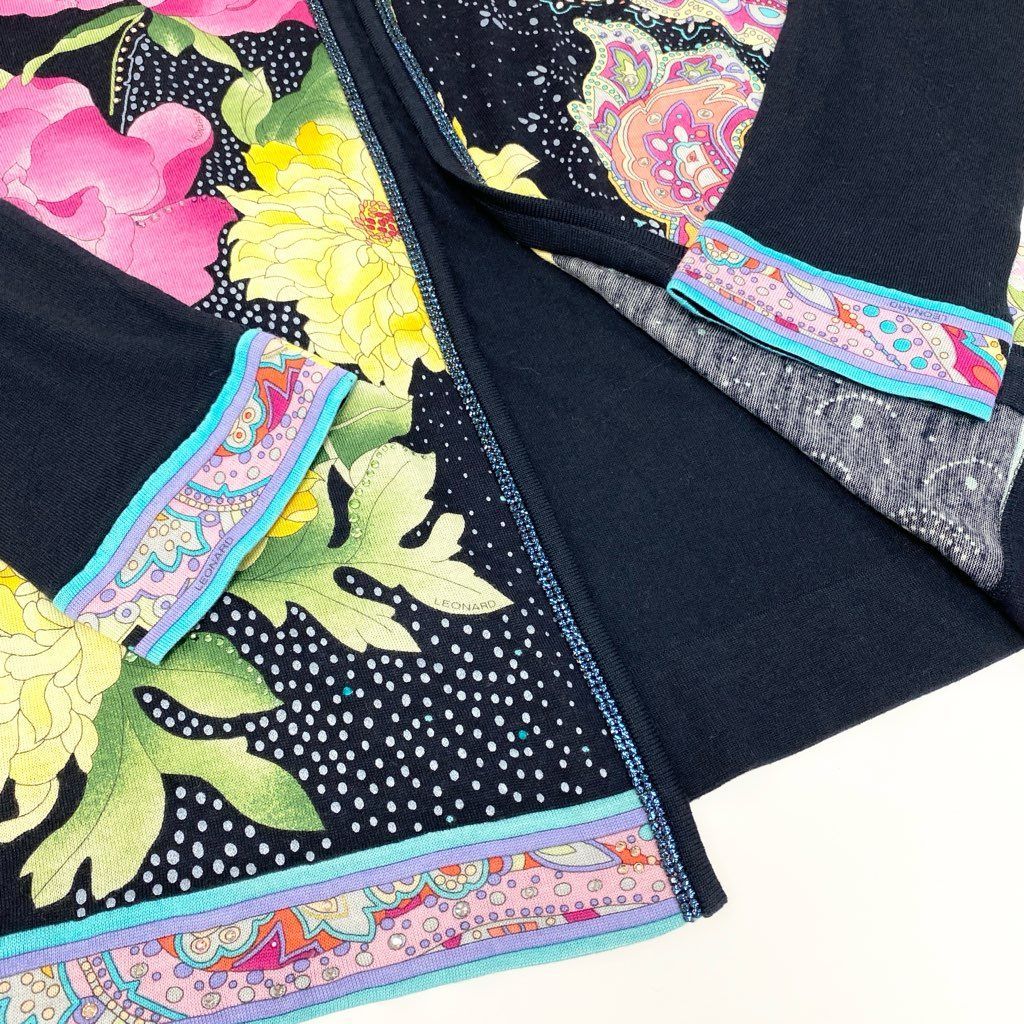 LEONARDレオナール アンサンブル LL花柄 ネイビー ロングカーディガン レオナール ロングアンサンブル LEONARDレオナール アンサンブル LL花