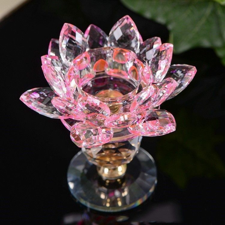 新品・未使用】 燭台 キャンドルホルダー クリスタルガラス 蓮の花