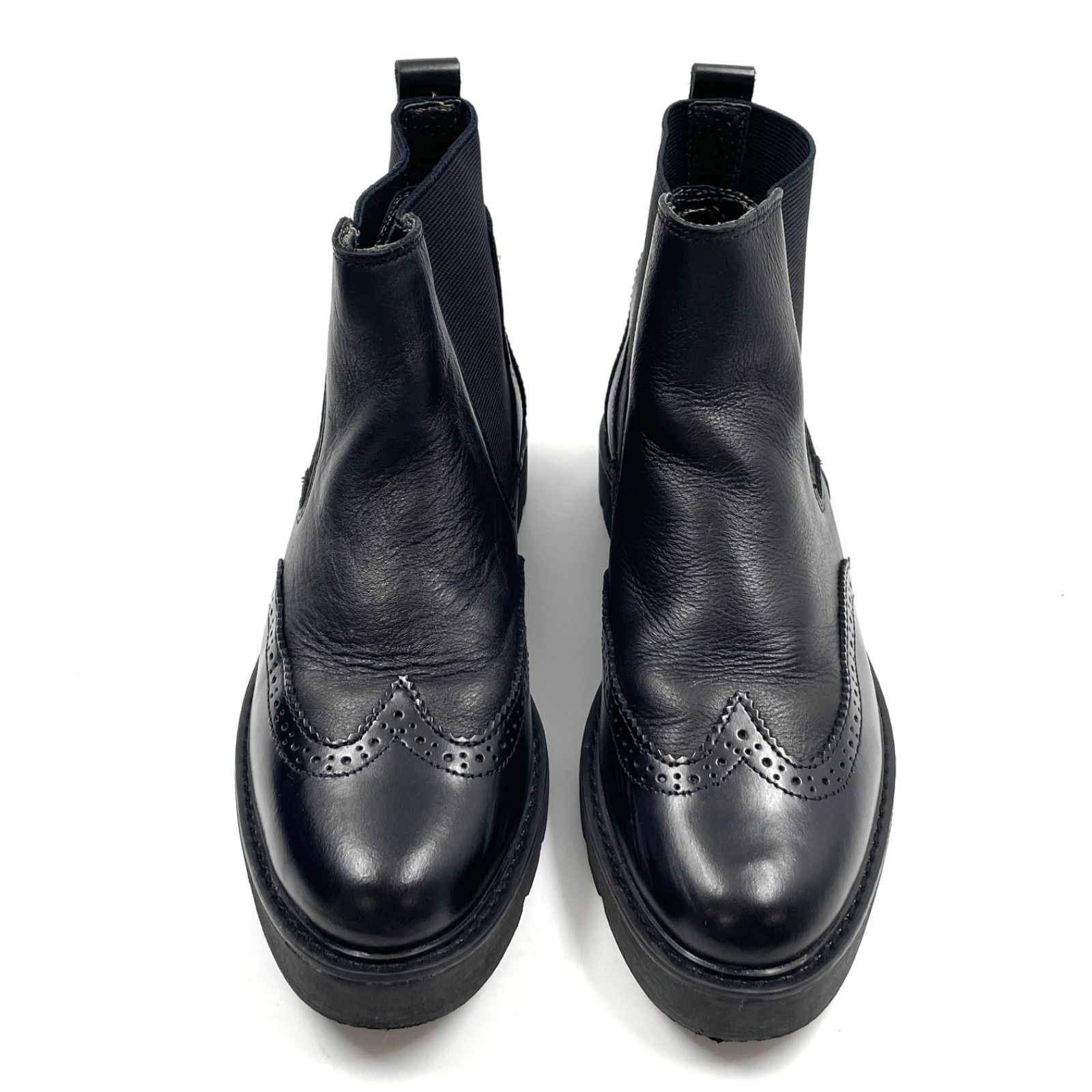 OG 24 Giano Valentino ジアーノバレンティノ ブーツ サイドゴア ウィングチップブーツ ブラック レディース 38