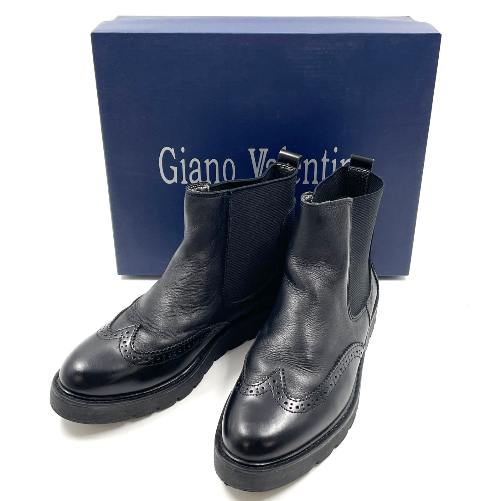 OG 24 Giano Valentino ジアーノバレンティノ ブーツ サイドゴア ウィングチップブーツ ブラック レディース 38