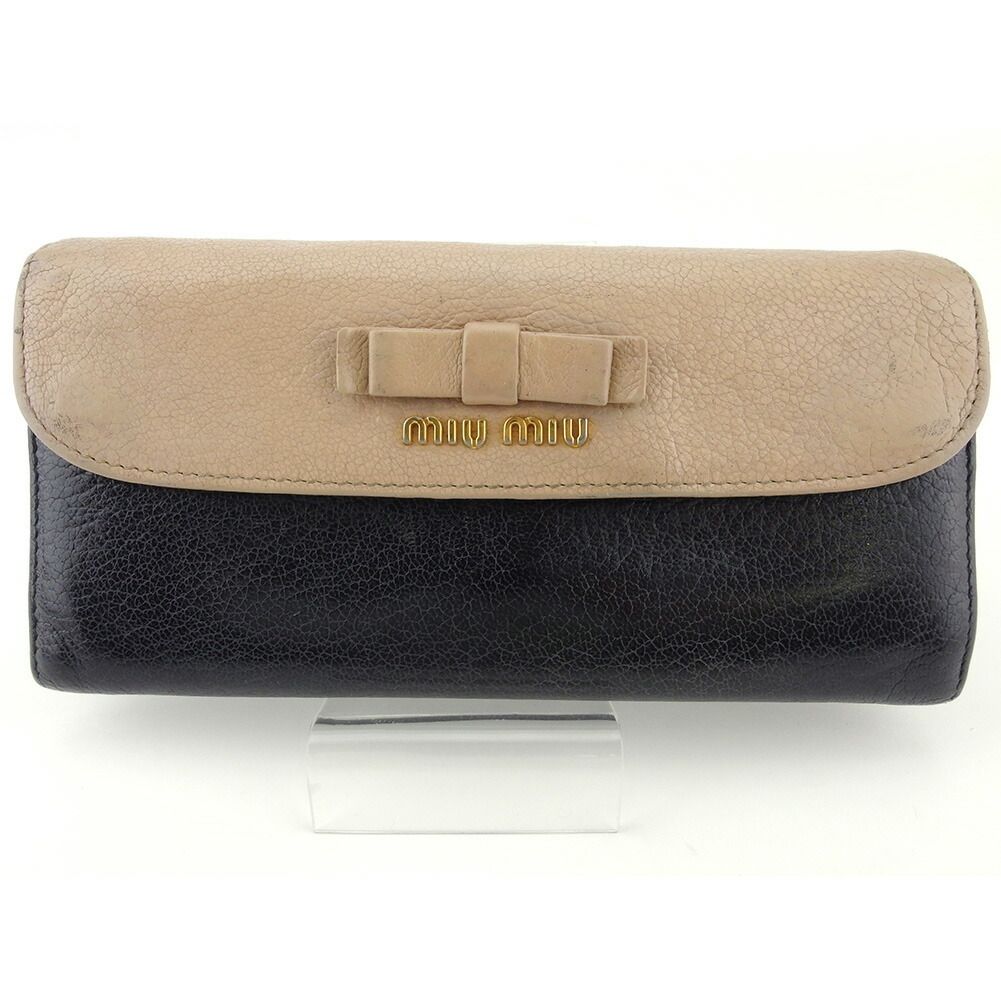 最大30％OFF】ミュウミュウ MIUMIU 長財布 リボン ブラック ベージュ