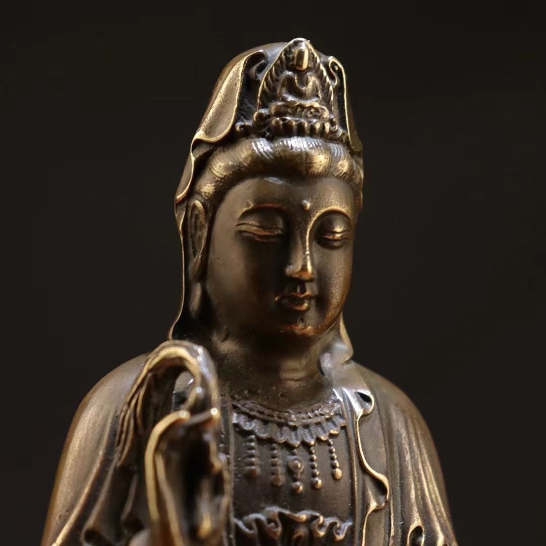 南シナ海観音 観音菩薩 神 神様 置物 オブジェ 銅製 幸運 長寿 縁起物