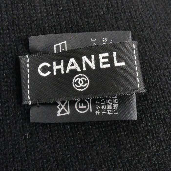 CHANEL シャネル カメリア ニットキャップ ブラック ホワイト AA9508