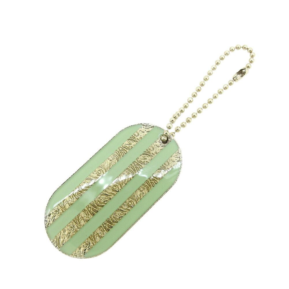 【X'masセール★30%OFF】シャネル CHANEL キーホルダーロゴプレート シルバー グリーン ゴールド レディース 中古 シャネル CHANEL キーホルダー ロゴプレート シルバー グリーン