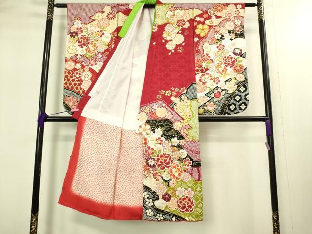 上 七五三 女の子 7歳 祝着 襦袢セット 駒刺繍 花毬文 金彩 kh 6