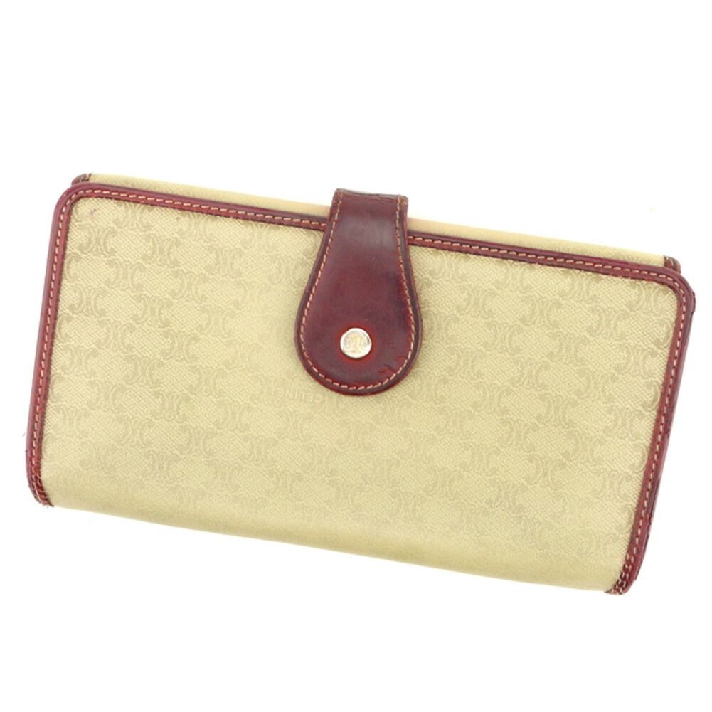 【BIGお買い物ラリー★30%OFFセール中】セリーヌ CELINE 長財布ロゴ レッド ゴールド レディース 中古 最大30％OFF☆新春セール】セリーヌ CELINE 長財布 マカダム ベージュ