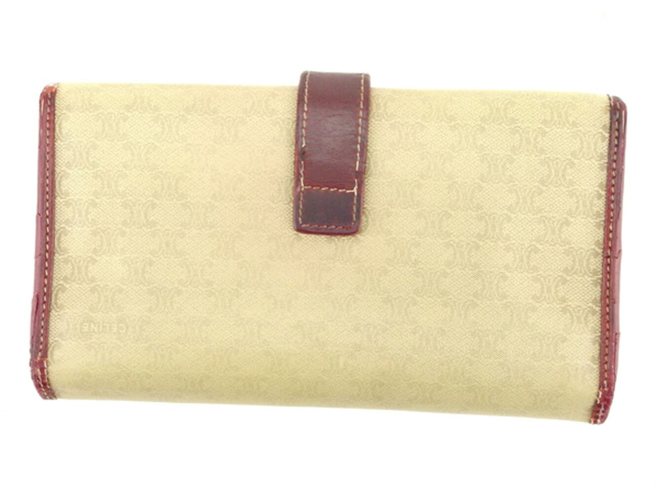 【BIGお買い物ラリー★30%OFFセール中】セリーヌ CELINE 長財布マカダム ベージュ ボルドー レディース 中古 最大30％OFF☆新春セール】セリーヌ CELINE 長財布 マカダム ベージュ