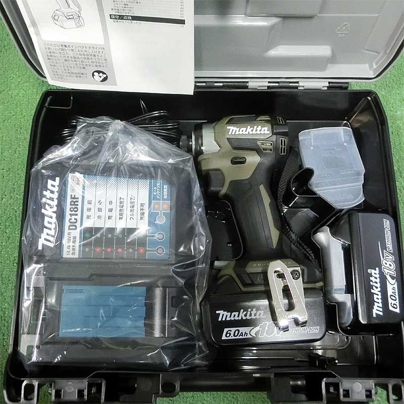 マキタ 穴あけ ネジ締め 18 V 充電式インパクトドライバ オリーブ 6.0 Ah フルセット