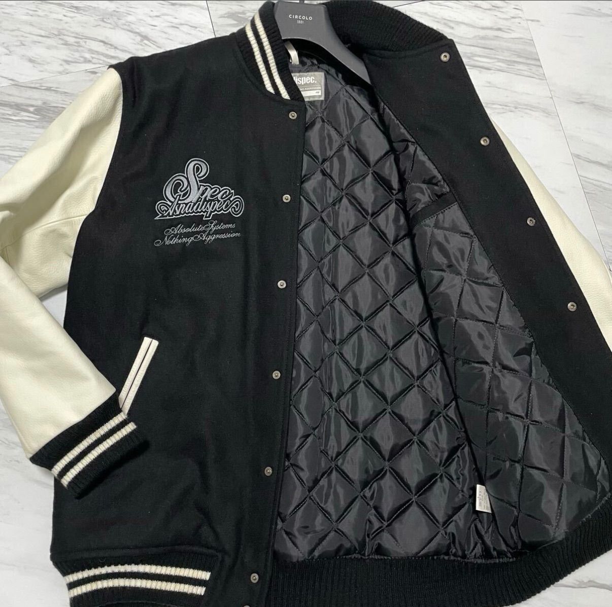 used極美品/希少L asnadispec スタジャンアワード ジャケットブルゾン 