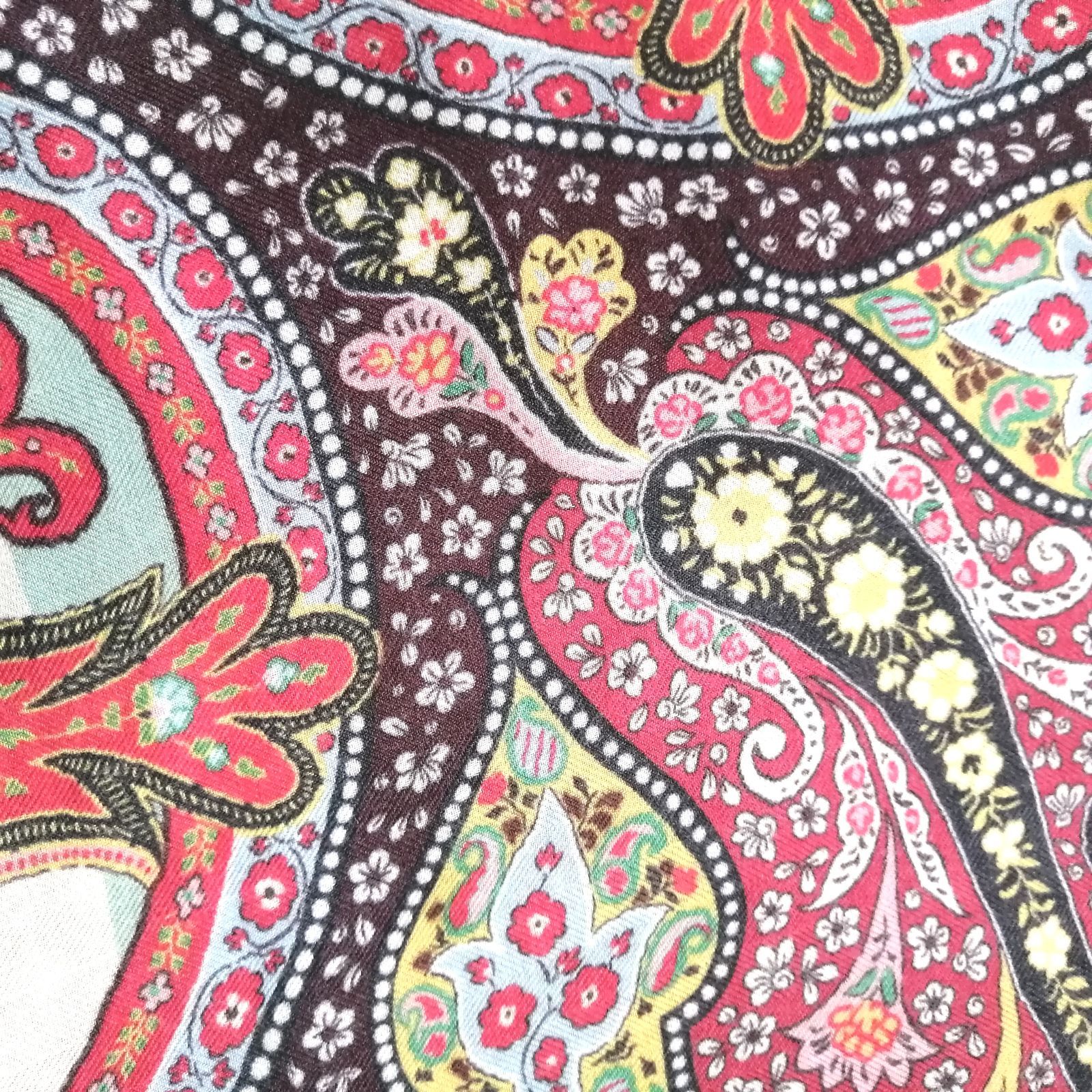 良品 エトロ ETRO ストール 2024 ショール 赤 ペイズリー カシミヤ