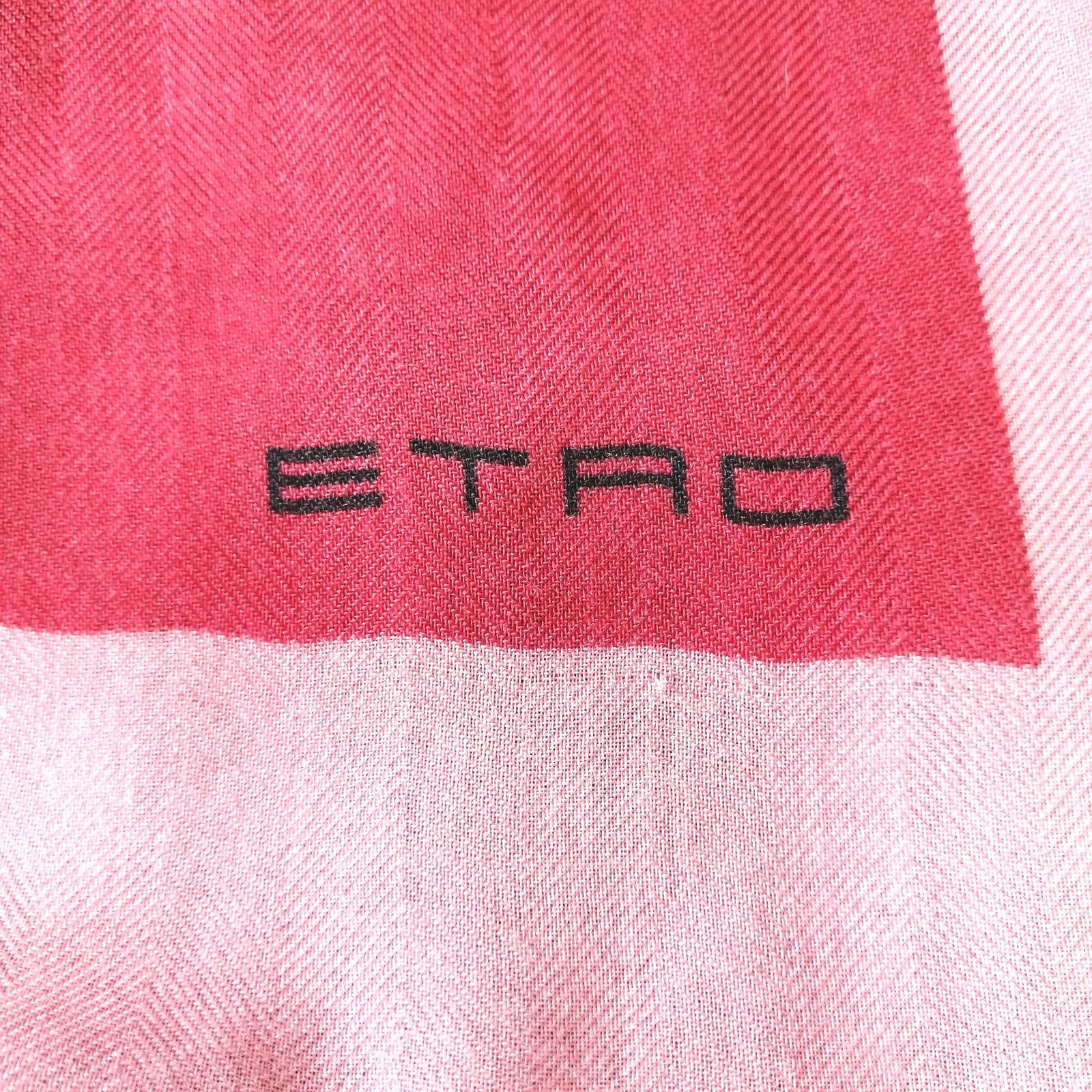 良品 エトロ ETRO ストール 2024 ショール 赤 ペイズリー カシミヤ