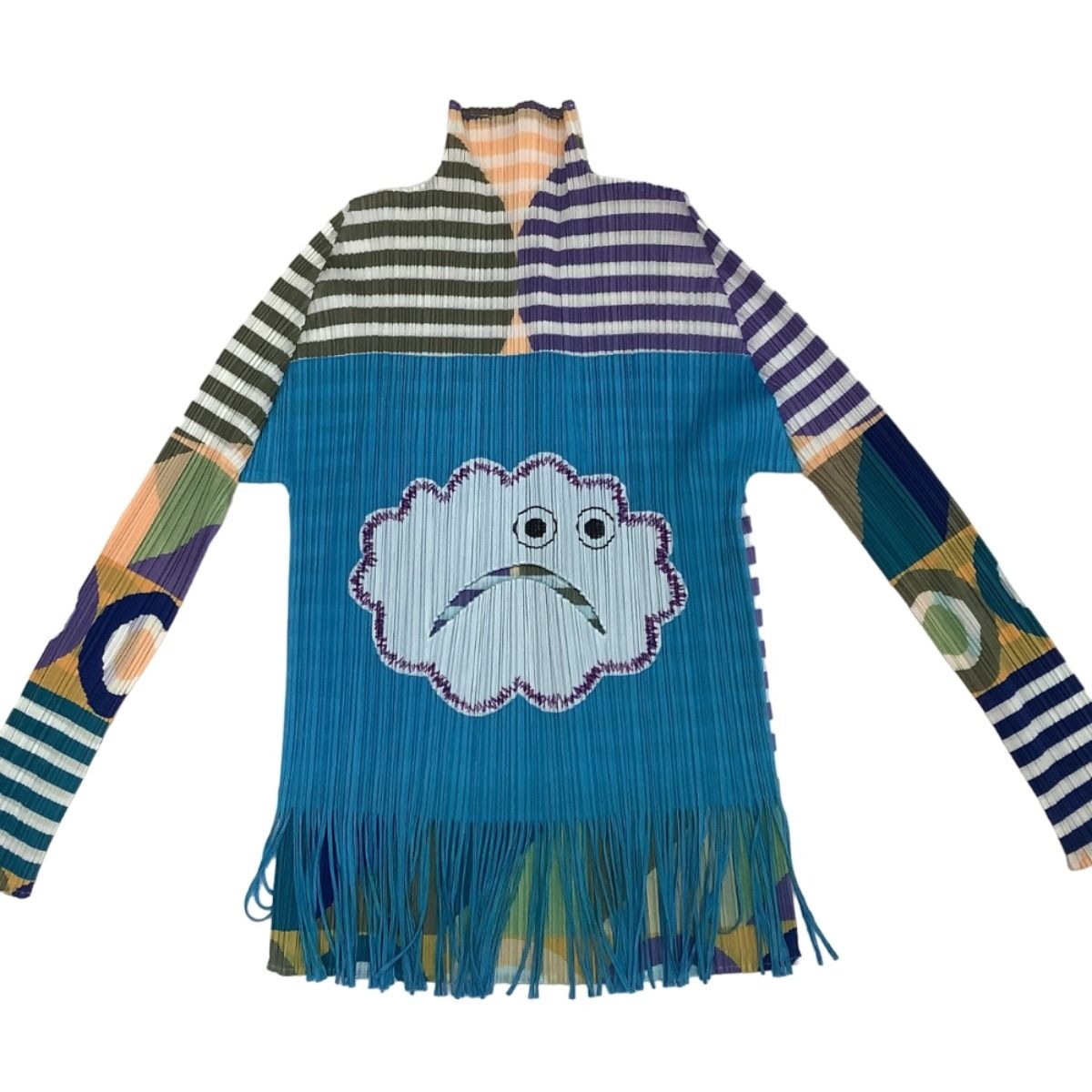 ISSEY MIYAKE イッセイミヤケ PLEATS PLEASE 激 雲柄 変形カットソー PP 71-JK 573 スカイブルー