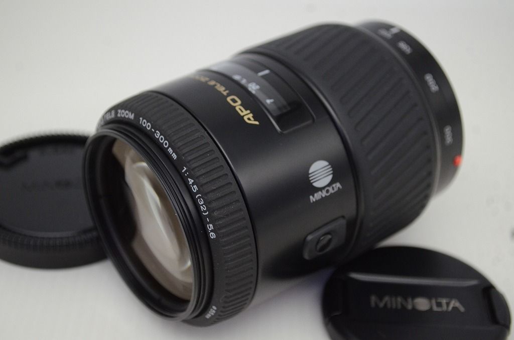 MINOLTA ミノルタ AF APO TELE ZOOM 100 300 mm F 4 5 6 SONY αマウント ズームレンズ フード ケース付 251210 y