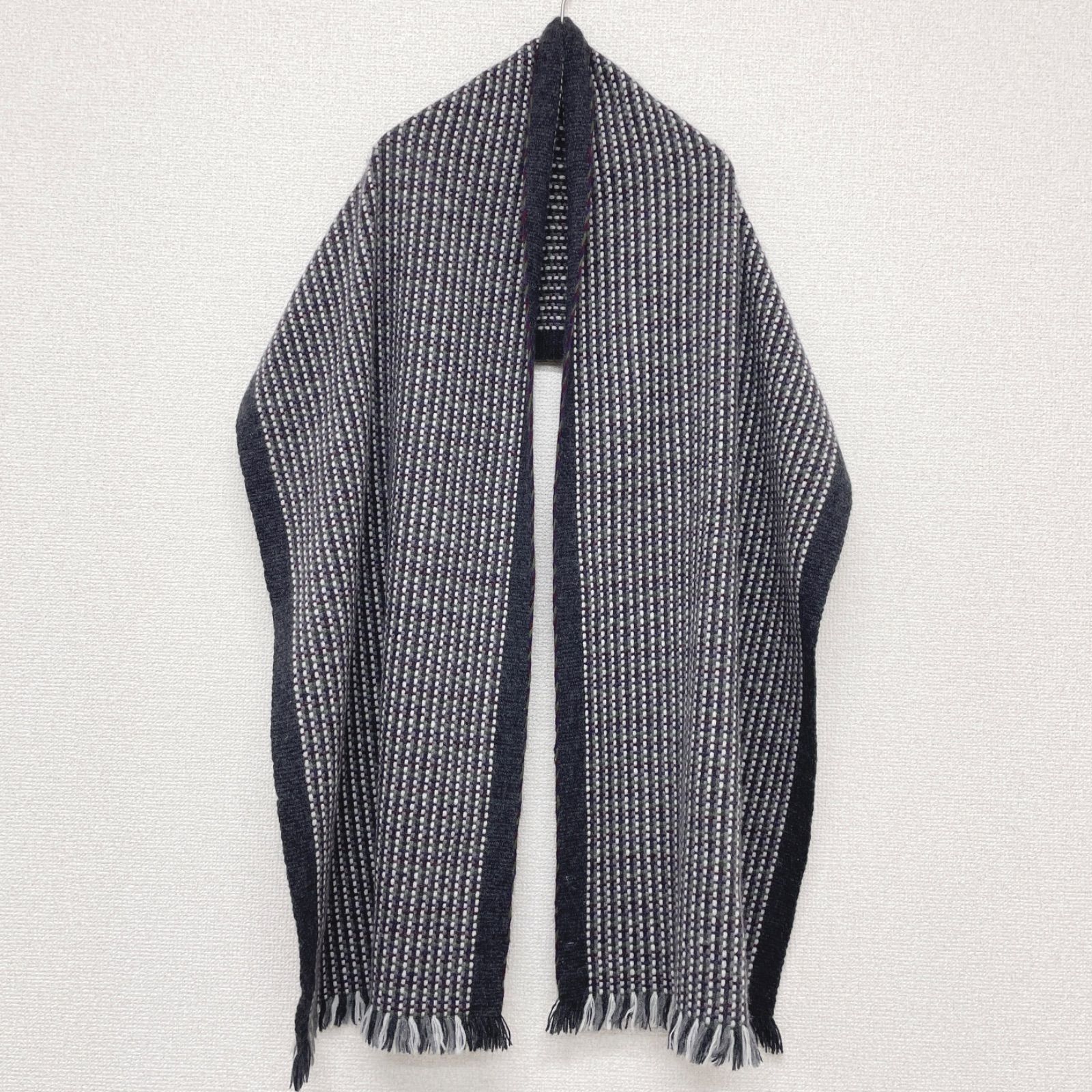 malo マーロ マフラー ストール 総柄 フリンジ カシミヤ グレー イタリア製 レディース