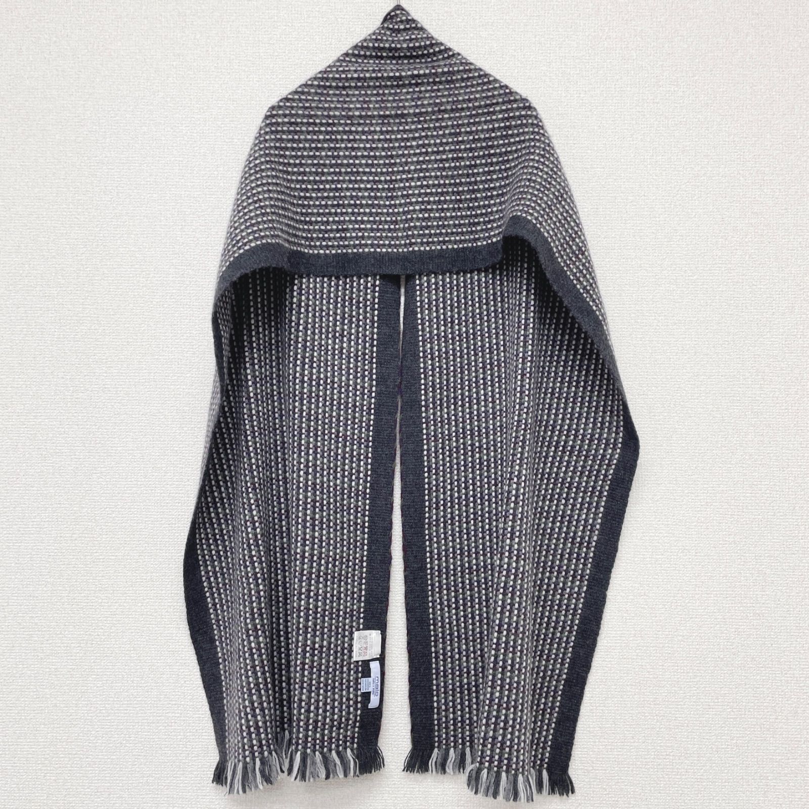malo マーロ マフラー ストール 総柄 フリンジ カシミヤ グレー イタリア製 レディース
