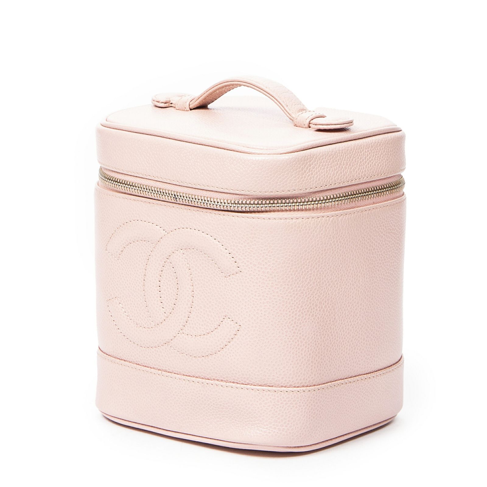 CHANEL シャネルタイムレストールバニティケースピンクキャビアレザーA