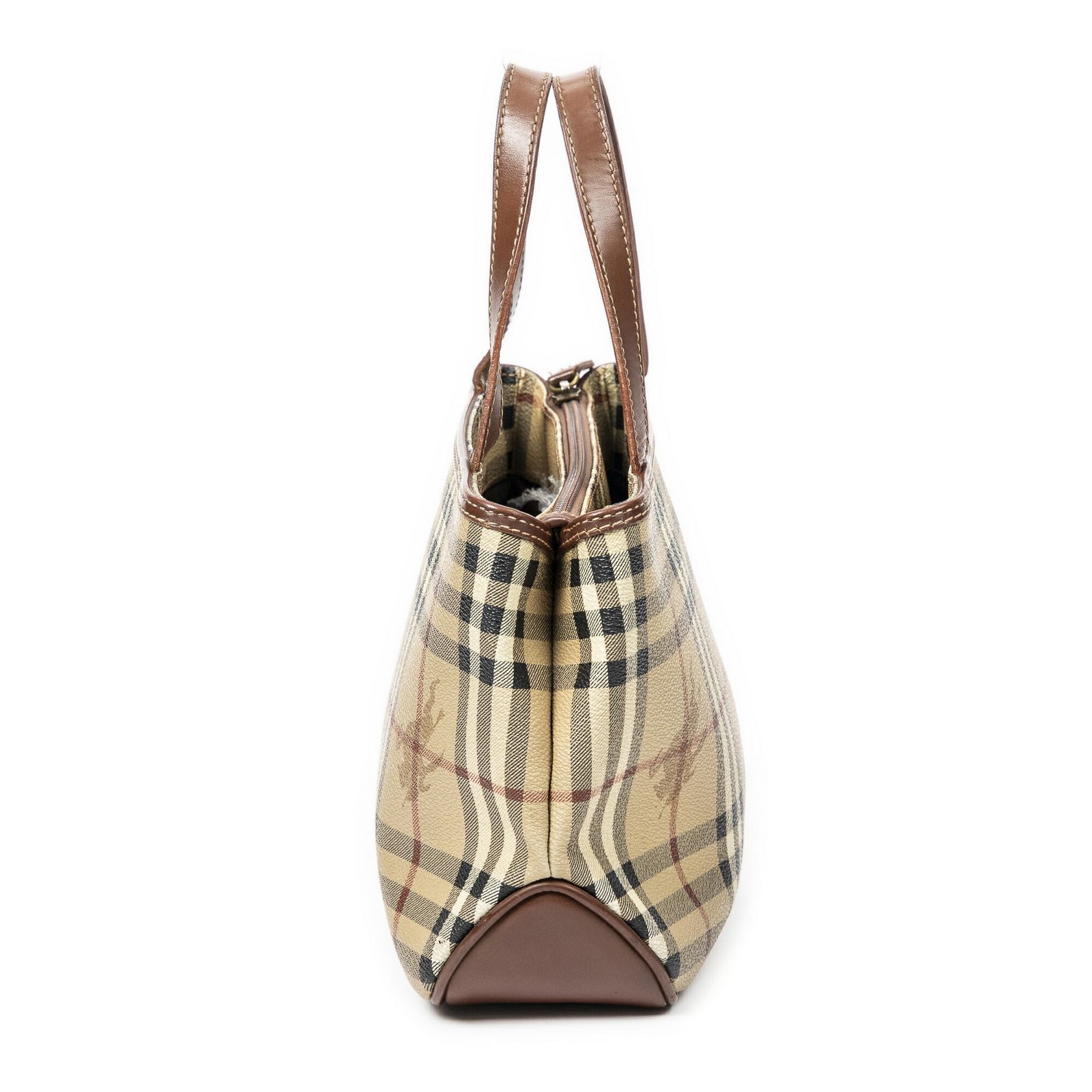  Burberry バーバリー小ジップトートベージュ|ブラウンヘイマーケット チェック PVCキャンバスA その他 バッグ