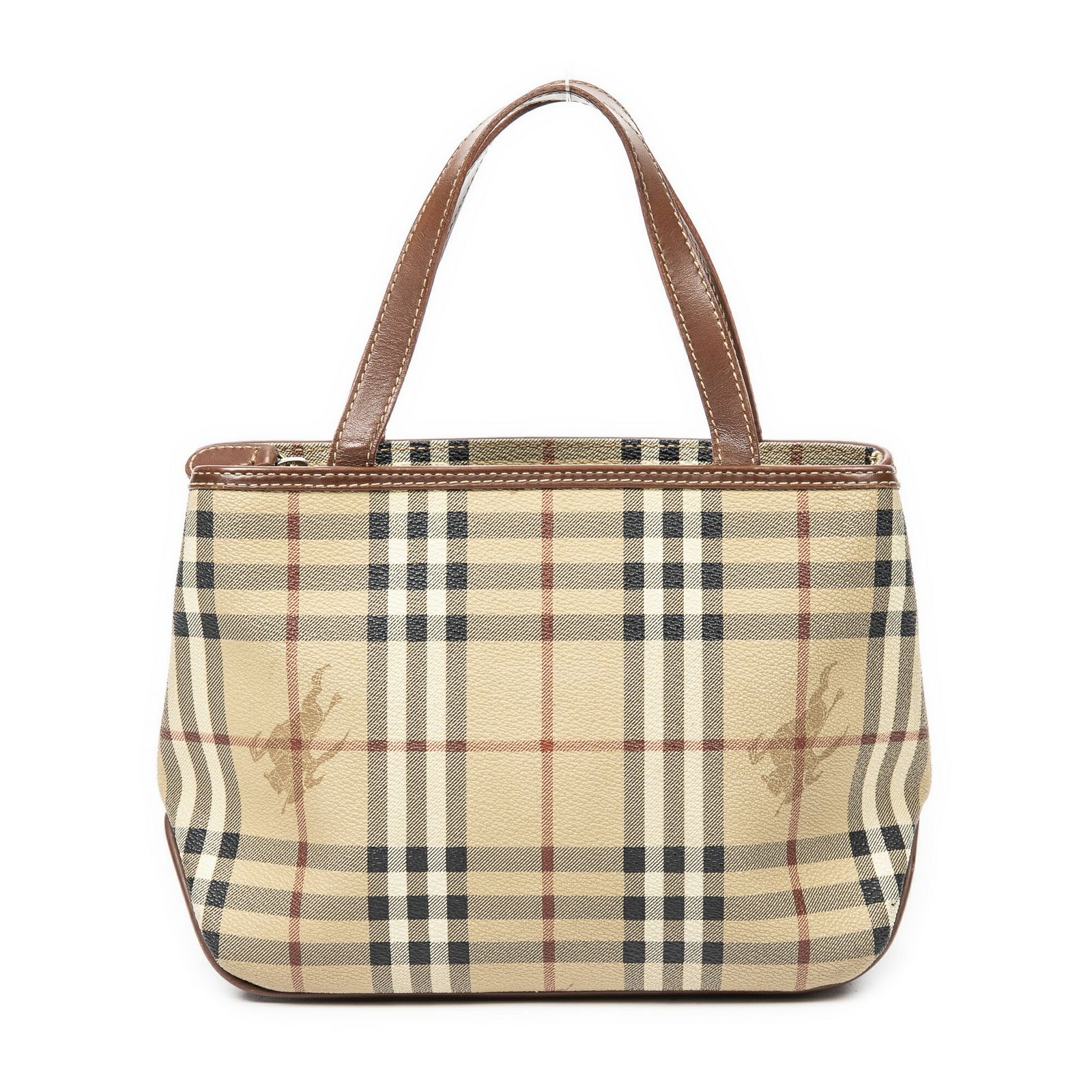 バーバリー小ジップトートベージュ|ブラウンヘイマーケット チェック