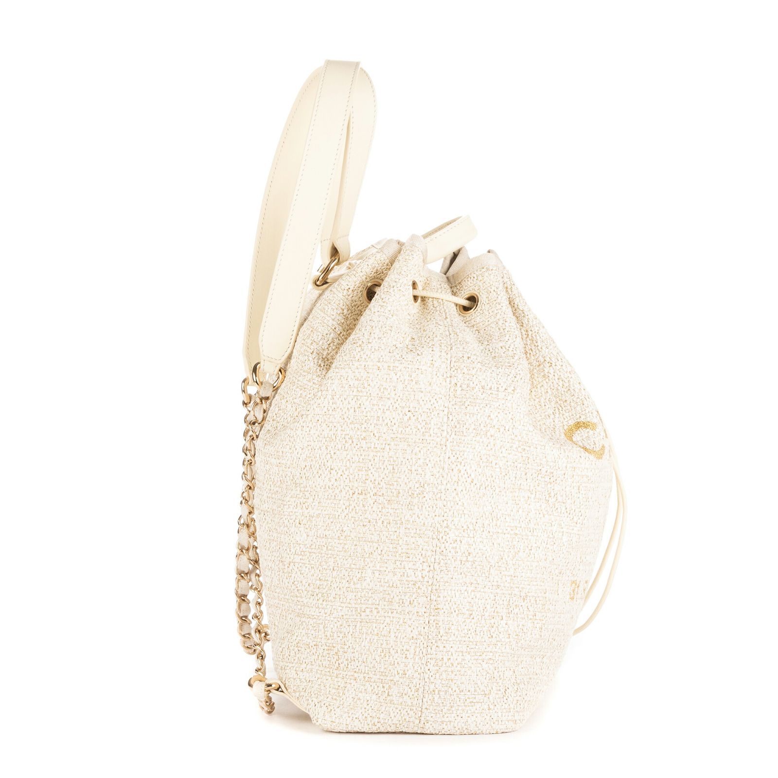 バケット バックパックベージュ|ゴールドラフィアキャンバスA