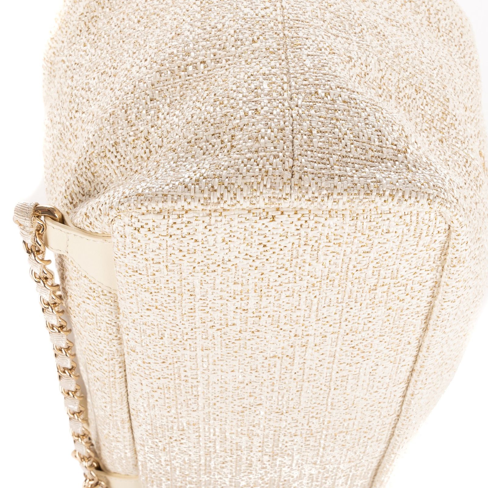  CHANEL シャネルドーヴィル ドローストリング バケット バックパックベージュ|ゴールドラフィアキャンバスA その他 バッグ