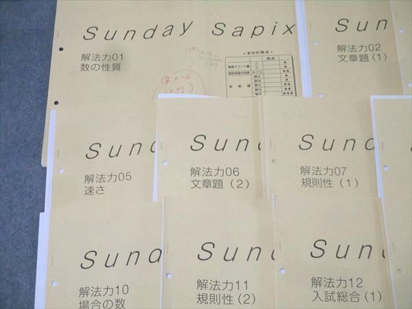 SAPIX サピックス 小学6年 算数 Sunday Sapix SS特訓 解法力01～14 全