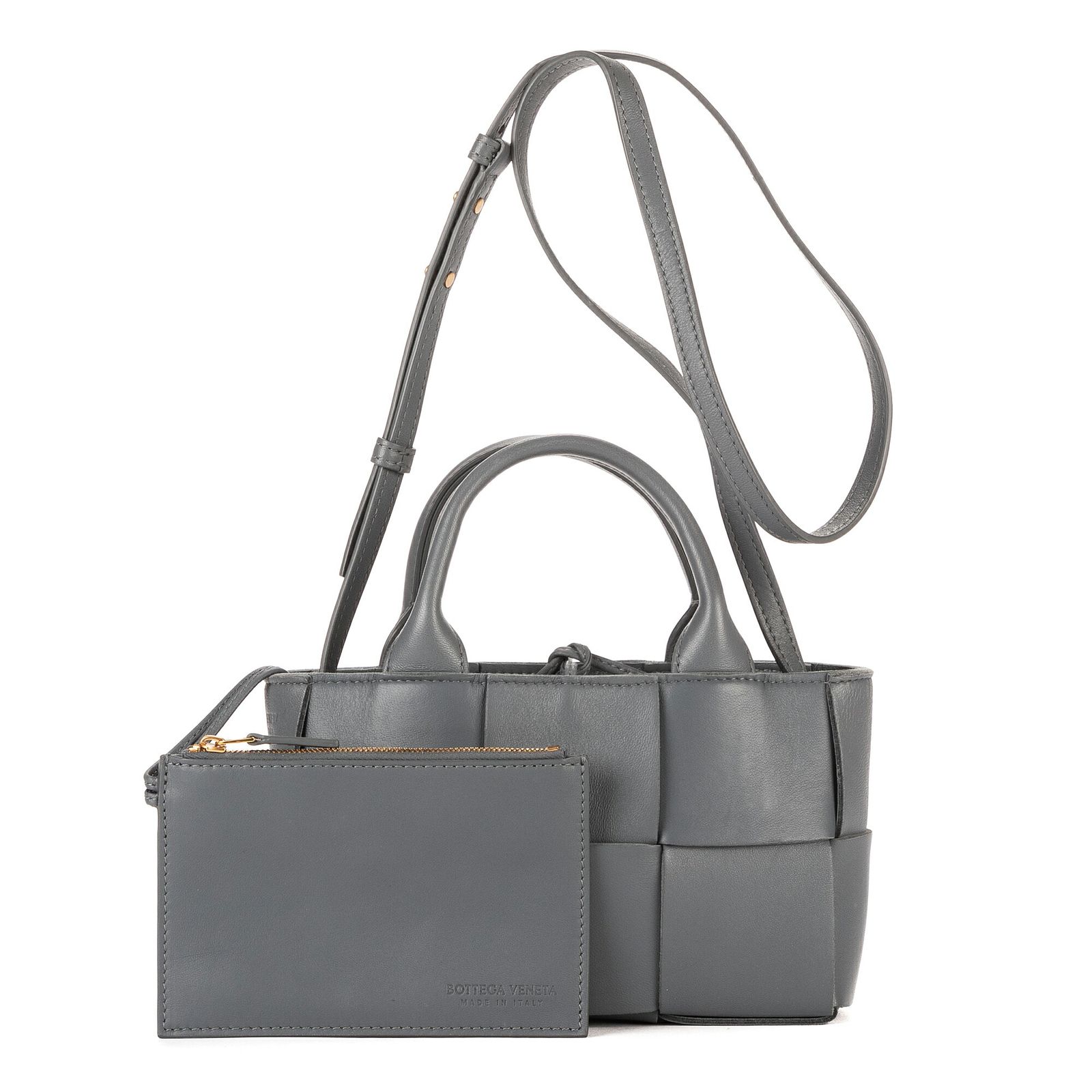 BOTTEGA VENETA ボッテガヴェネタアルコグレーイントレチャートレザーA