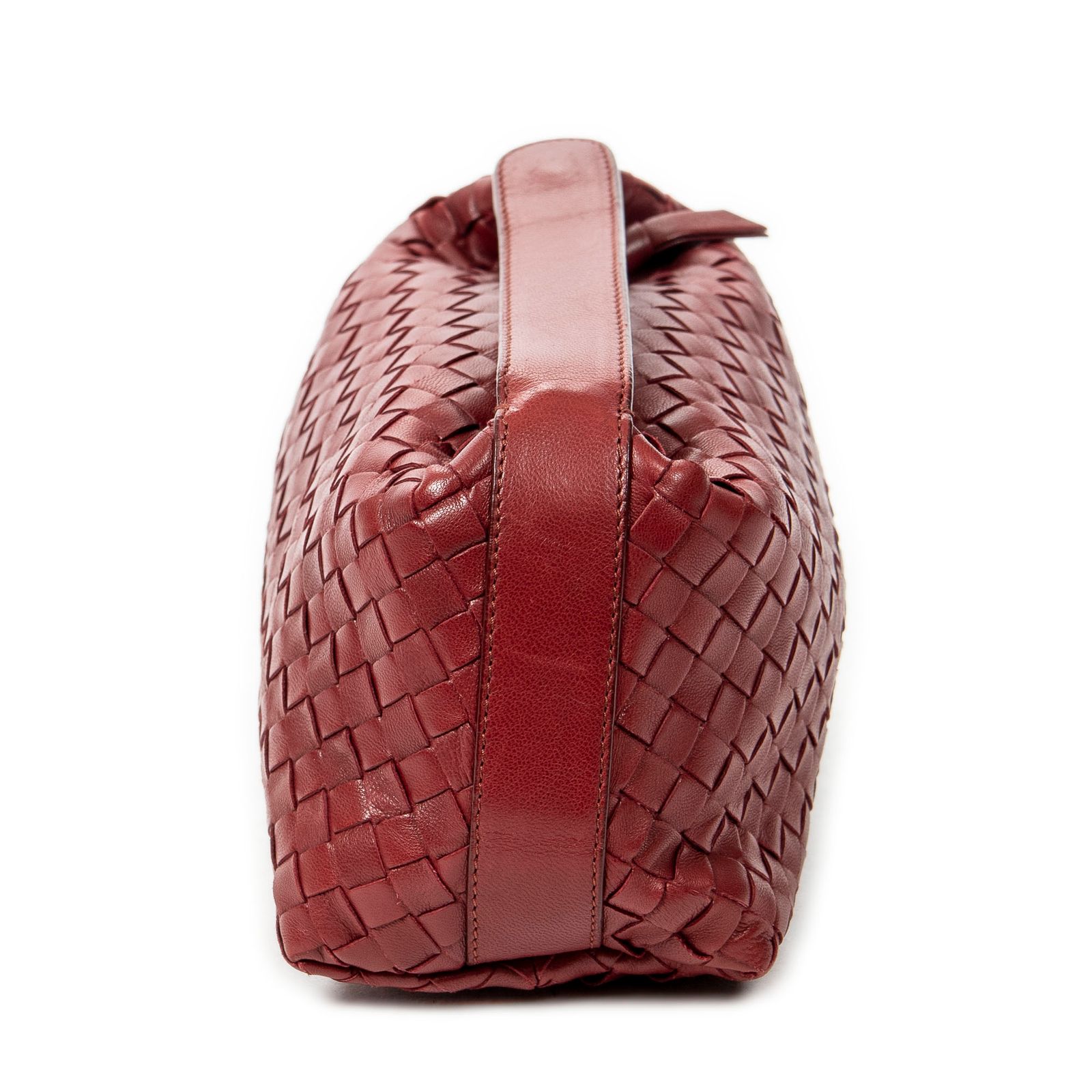 ボッテガヴェネタミニポシェット赤イントレチャートレザーAB