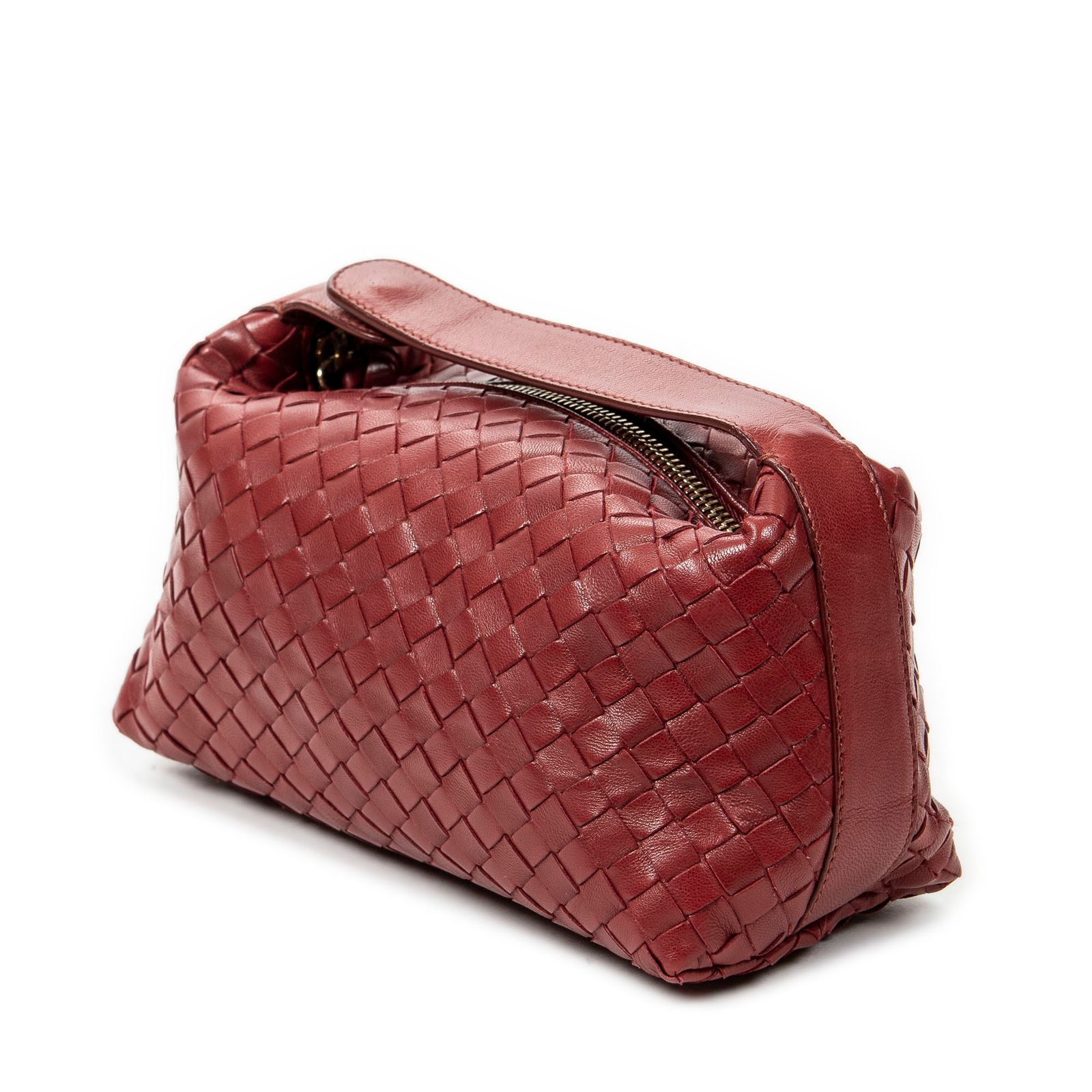 BOTTEGA VENETA ボッテガヴェネタミニポシェット赤イントレチャートレザーAB