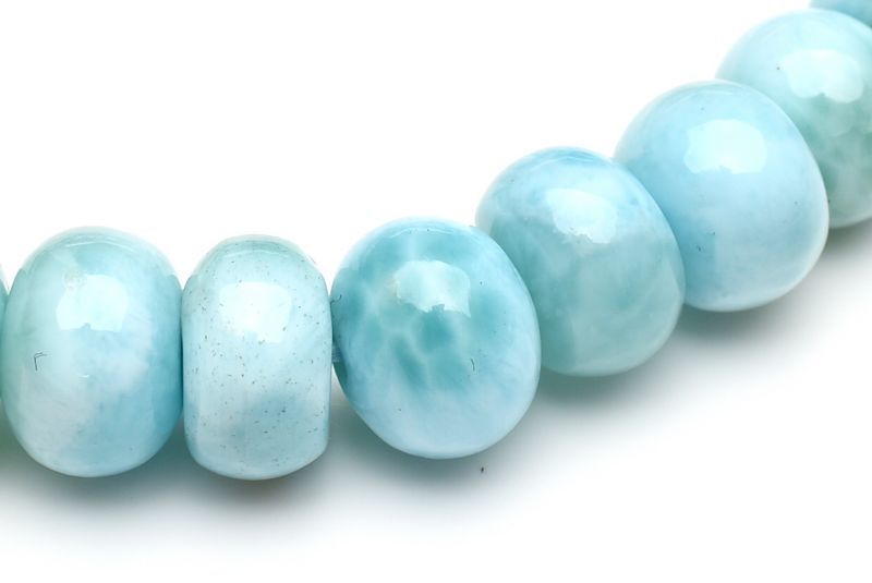 1点物】カリブ海の宝石 ラリマー 4-6x7mm ボタン ブレスレット