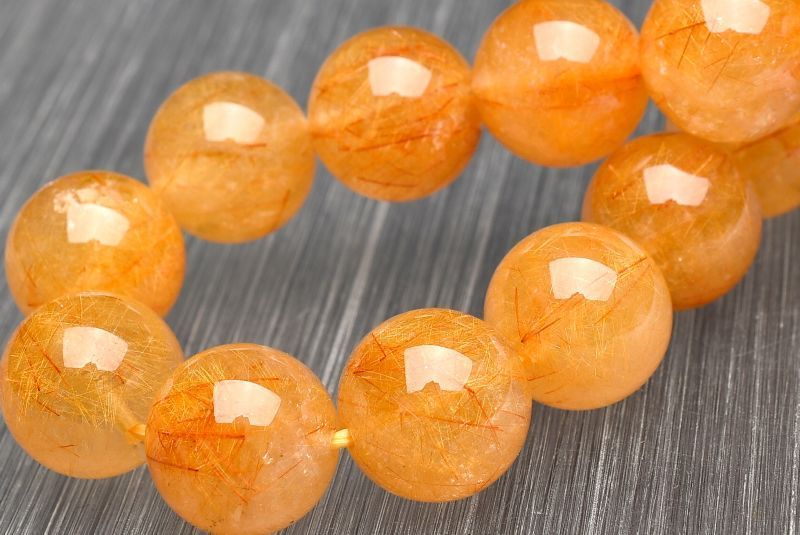 １点物 濃密内包 オレンジルチルクォーツ 11.5 mm ブレスレット パワーストーン 天然石 _U 8334