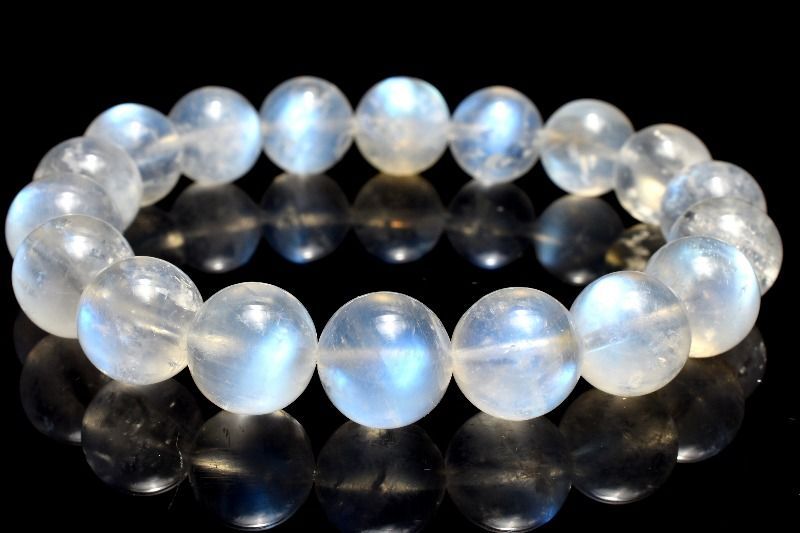 １点物 青く揺らめく幻想の輝き ブルームーンストーン 11.5 mm ブレスレット パワーストーン 天然石 _MC 2316