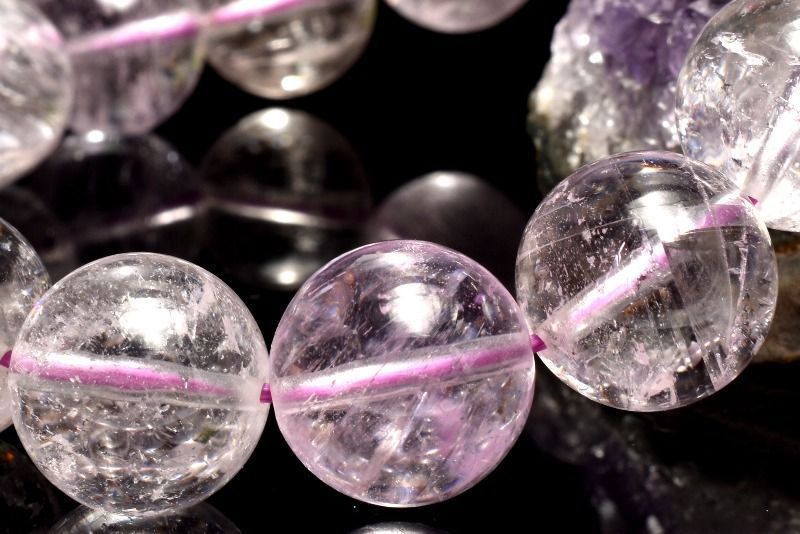 １点物 AA 繊維状クラック クンツァイト 13 mm ブレスレット パワーストーン 天然石 _MC 2355