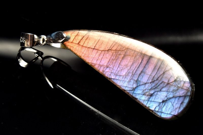 1点物】シルバー925◇希少シラー ラブラドライト 35x13mm ドロップ