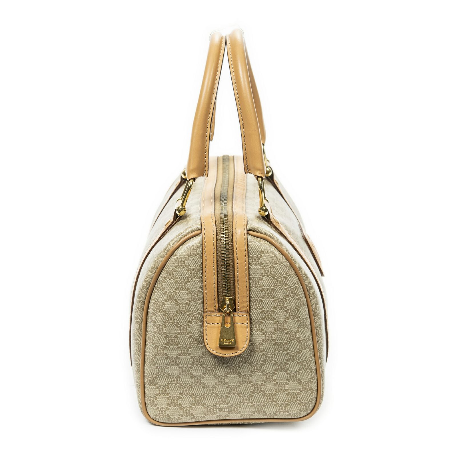 セリーヌヴィンテージミニボストンベージュマカダムPVCキャンバスA