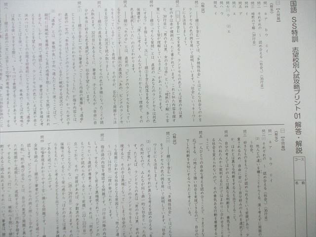 SAPIX サピックス SS特訓 志望校別入試攻略プリント 国語 【全14回分