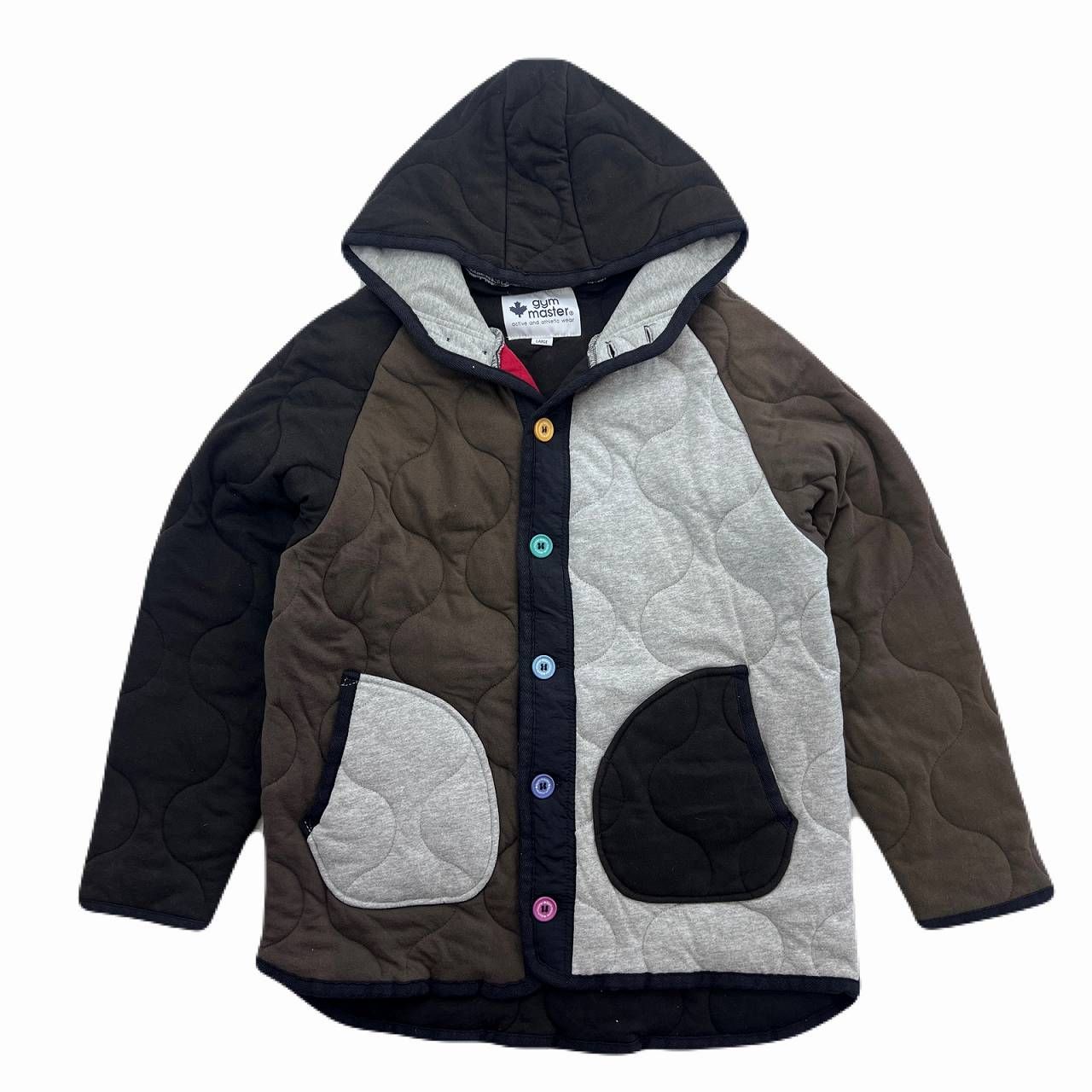 ジムマスター キルティングジャケット メンズ L グレー ブラウン クレイジーパターン パーカー スウェット素材