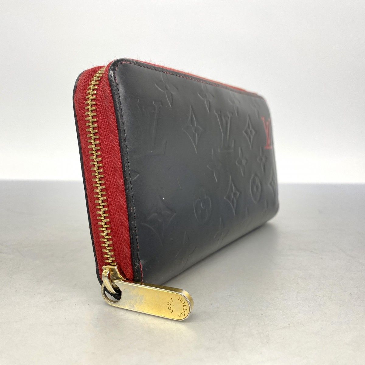 【5pb2239】ルイヴィトン 長財布 モノグラム・マット ジッピーウォレット ノワール/レッド【中古】メンズ