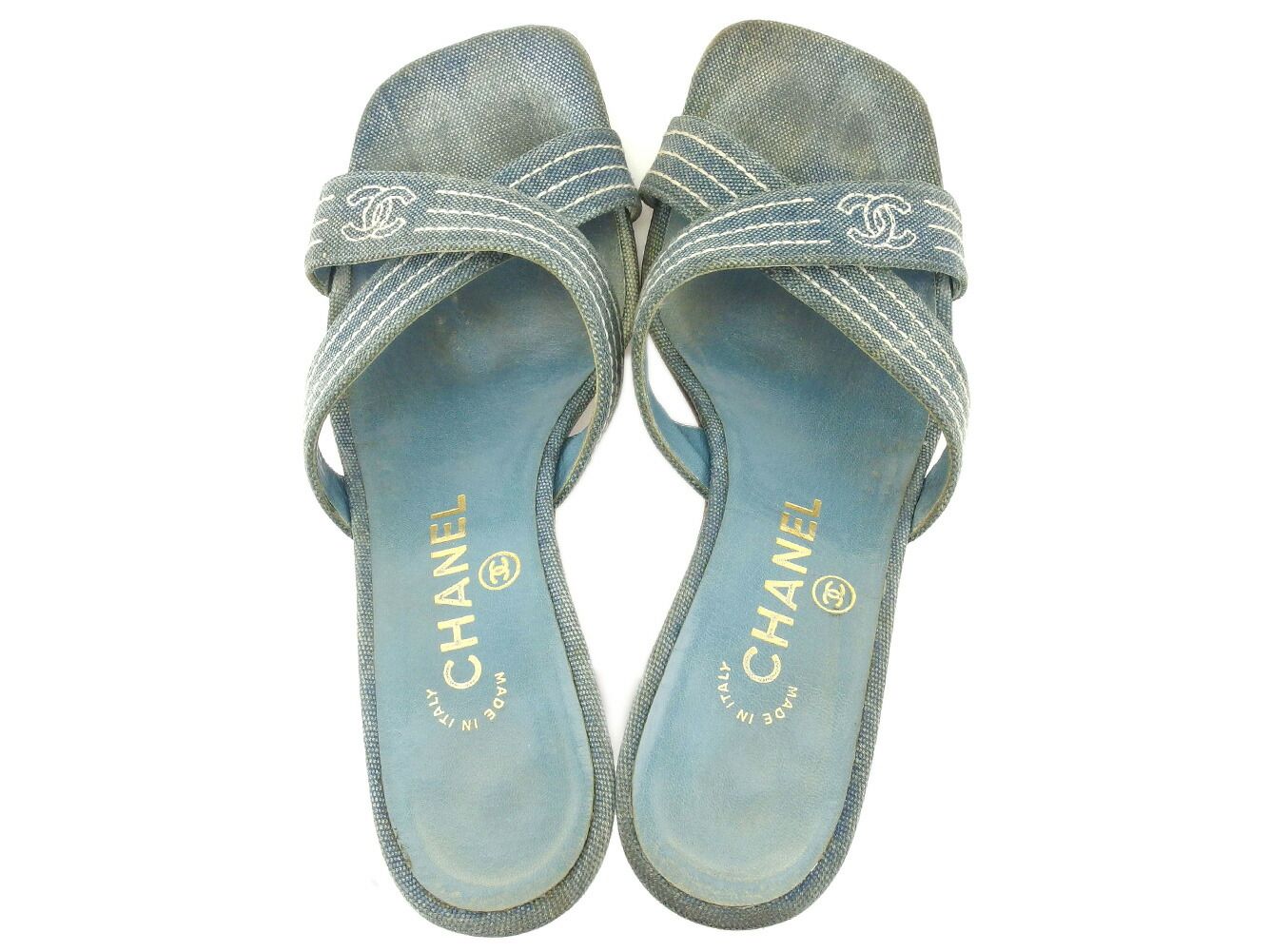 最大30％OFF】シャネル CHANEL サンダル デニム ♯36ハーフ ココマーク