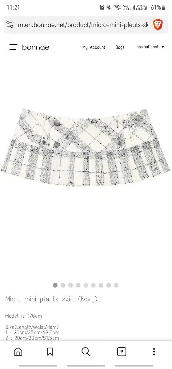 bonnae 本ね マイクロ ミニ プリーツ スカート アイボリー 3 サイズ