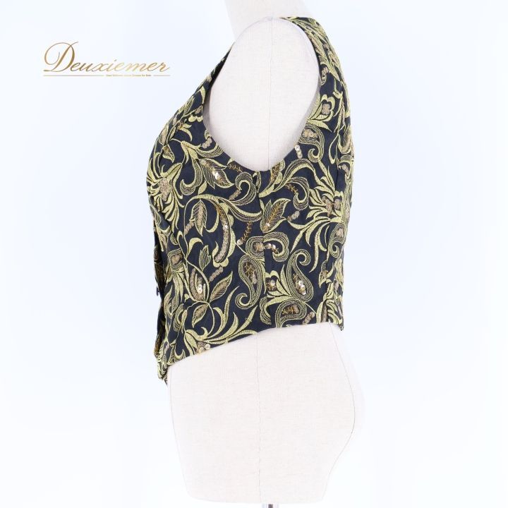 フラメンコ 衣装 チャレコ ベスト 黒 金 ゴールド 軽い 刺繍